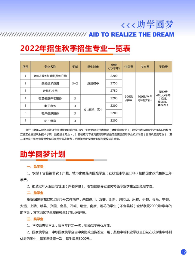 江西省民政学校招生专业