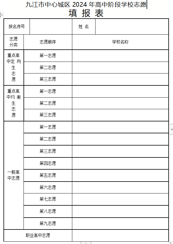 江西中考志愿填报规则